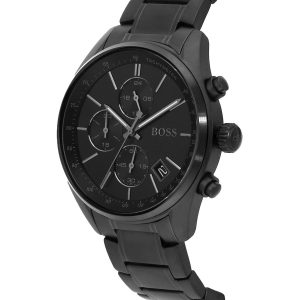Hugo Boss Chronograph Grand Central Black Leather Strap Men's Watch 1513676