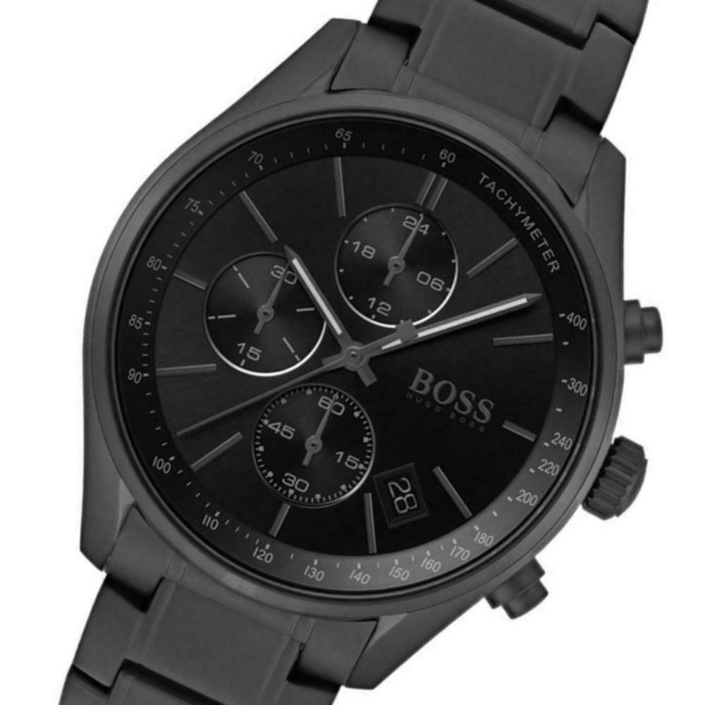 Hugo Boss Chronograph Grand Central Black Leather Strap Men's Watch 1513676