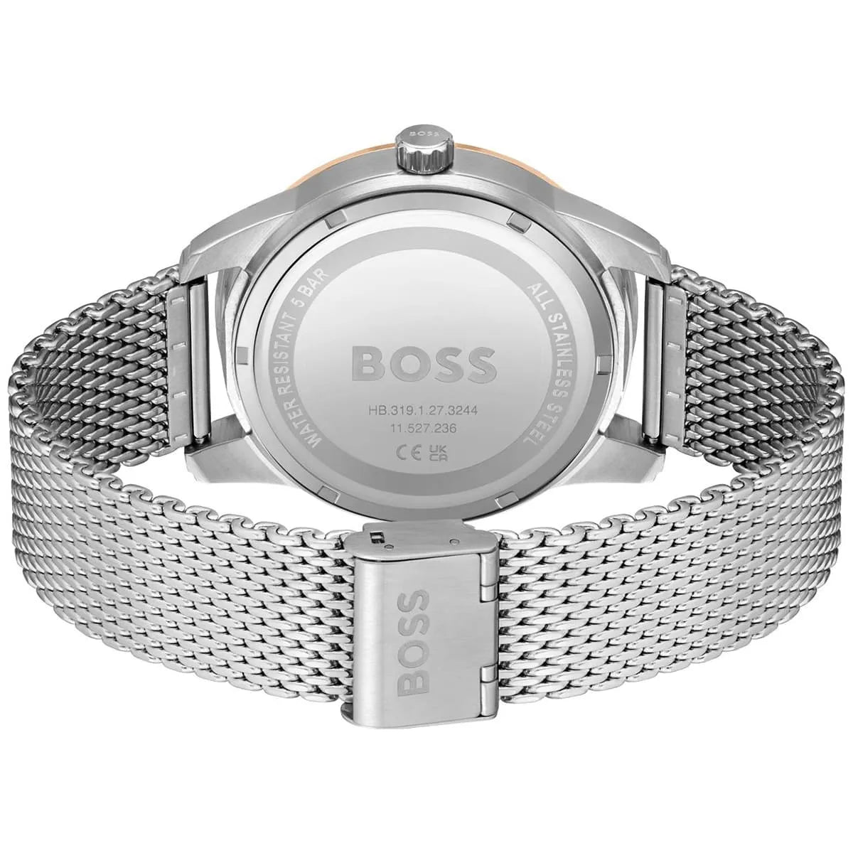 Hugo Boss Mesh Steel Black Dial Multi-function Men's Watch - 1513961