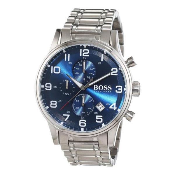 Hugo Boss Aeroliner chronograph blue dial watch with stainless steel bracelet and chronograph subdials