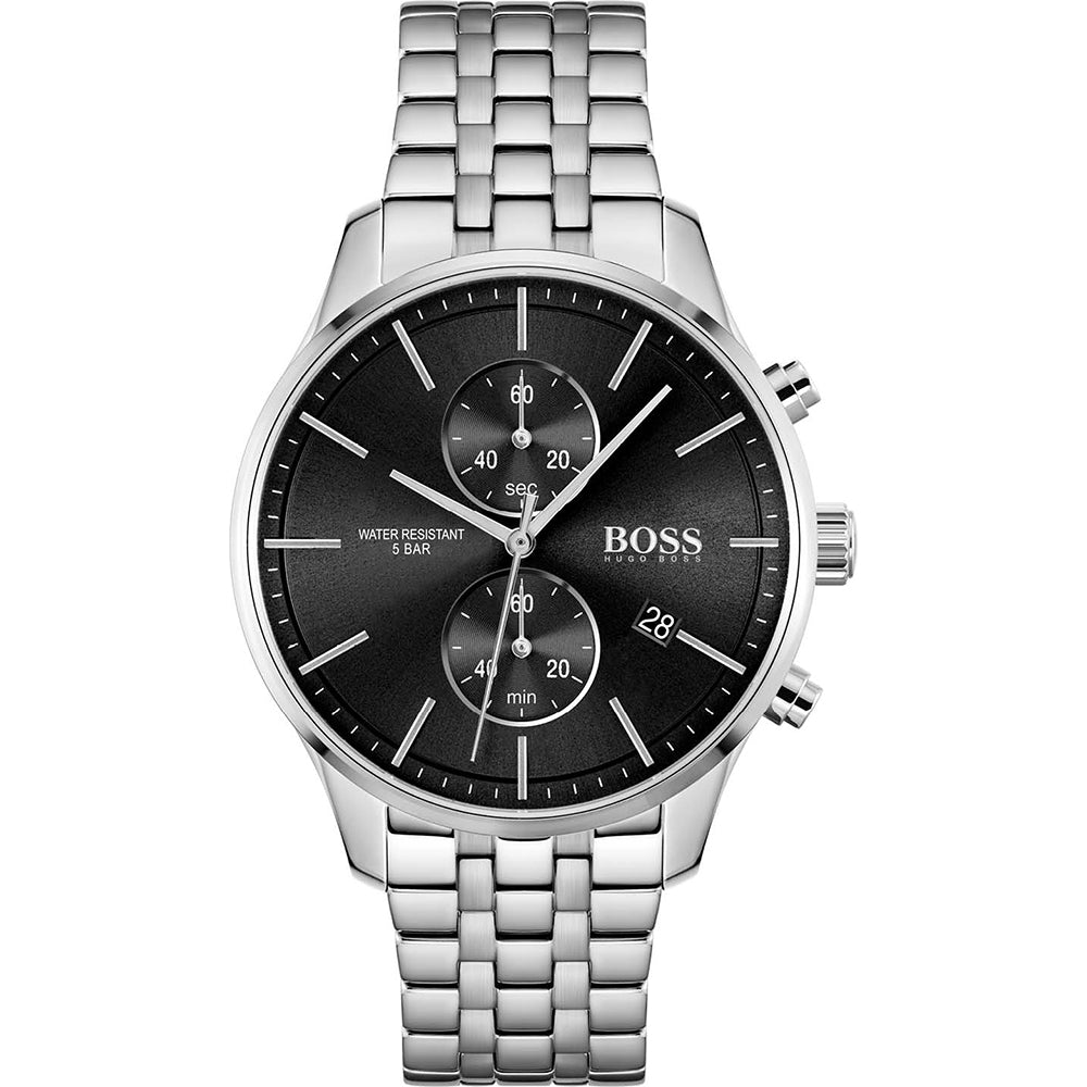 Hugo Boss Associate black dial chronograph men's watch with stainless steel bracelet