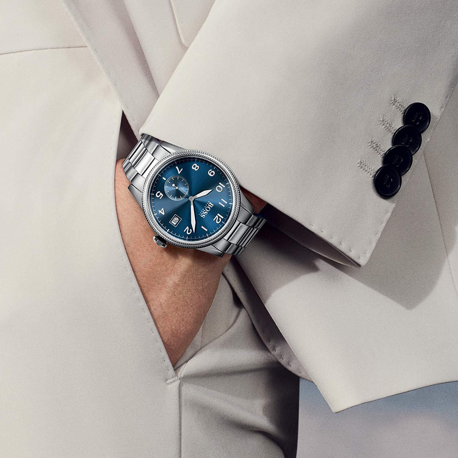 Hugo Boss Blue Dial Silver Men's Watch 1513707