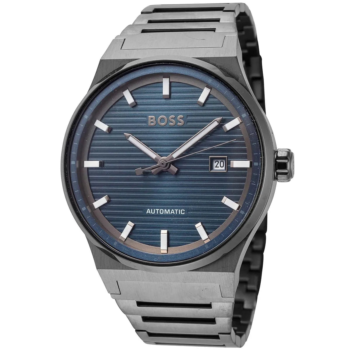 Hugo Boss Candor Auto blue dial watch with white hour markers and date window