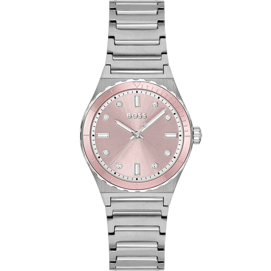Hugo Boss Candor Sport women's watch with pink dial and silver-tone stainless steel bracelet
