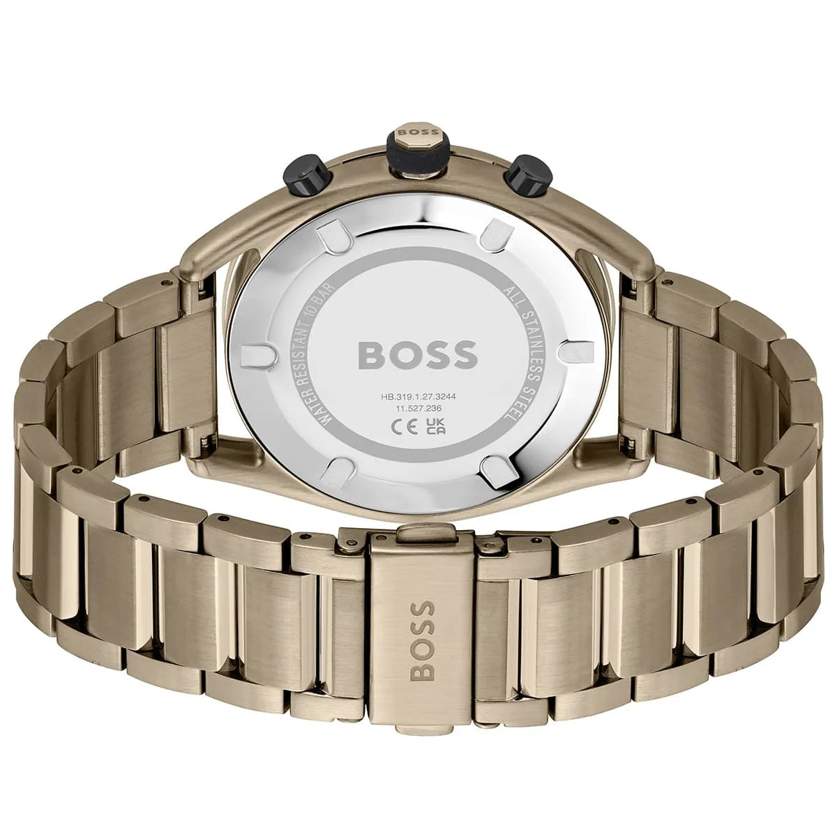 Hugo Boss Center Court Chronograph  44mm Black Dial Beige Gold IP Steel Bracelet Men's Watch – 1514027