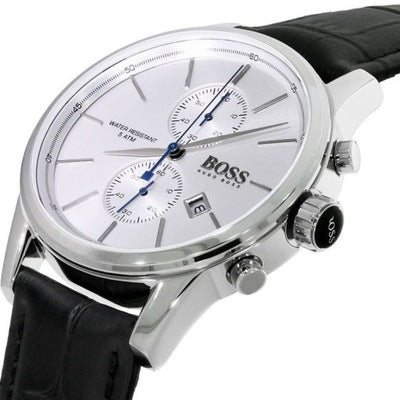 Hugo Boss Chronograph Grand Prix Black Leather Strap Men's Watch 1513282