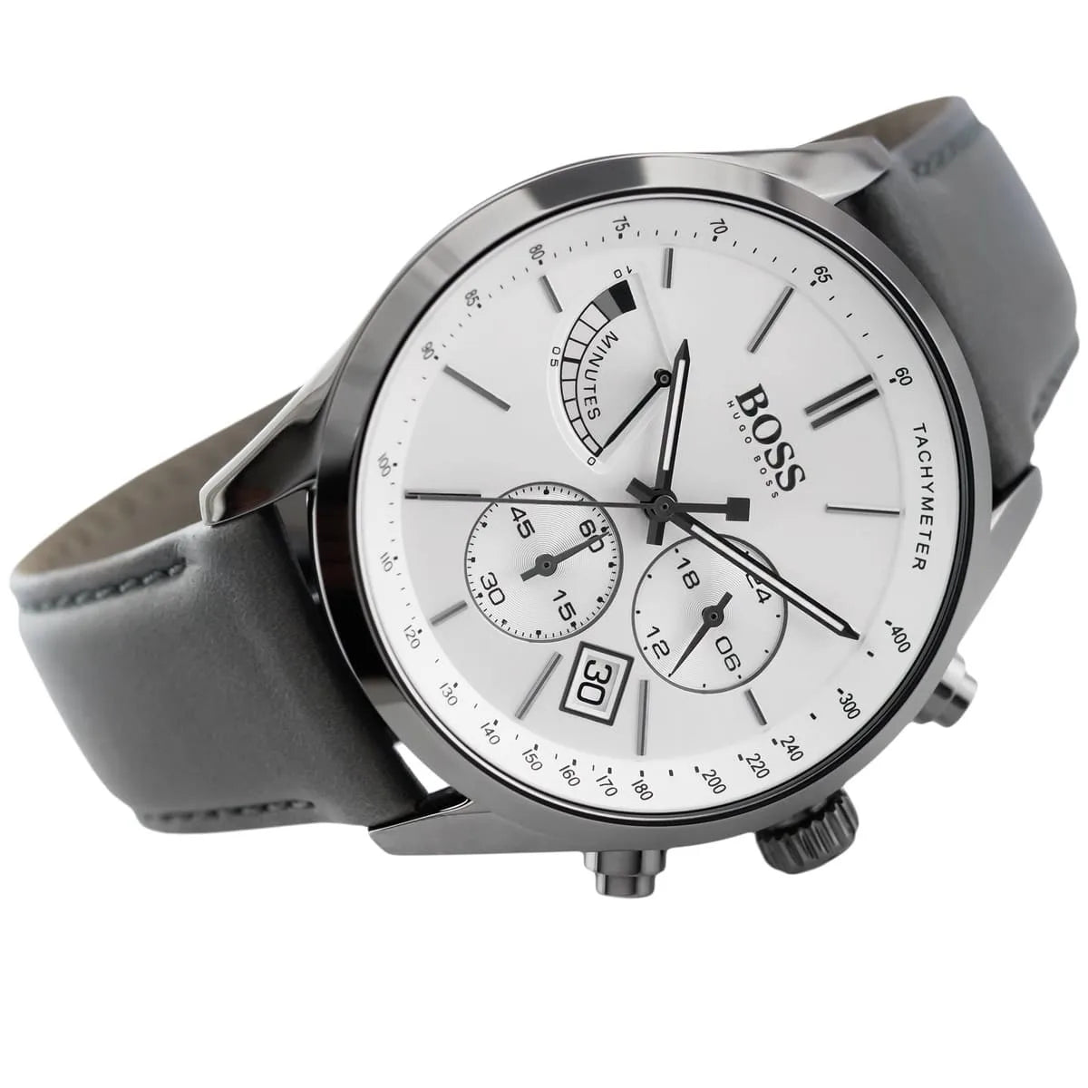 Hugo Boss Grand Prix men's watch with white dial and pushers