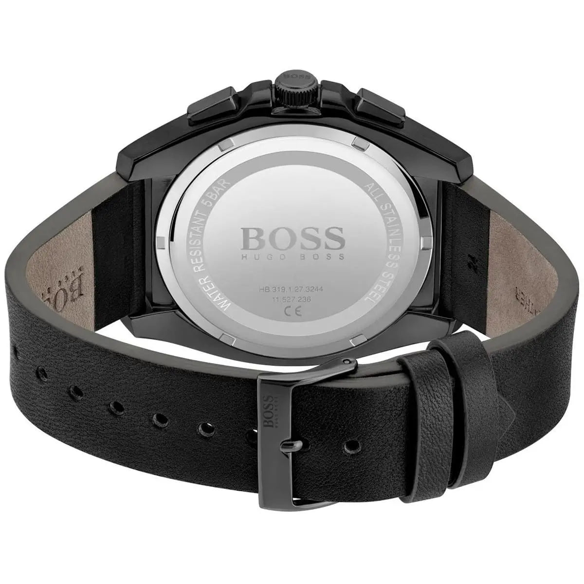 Hugo Boss Grandmaster Blue Dial Black Leather Strap Watch for Men - 1513883