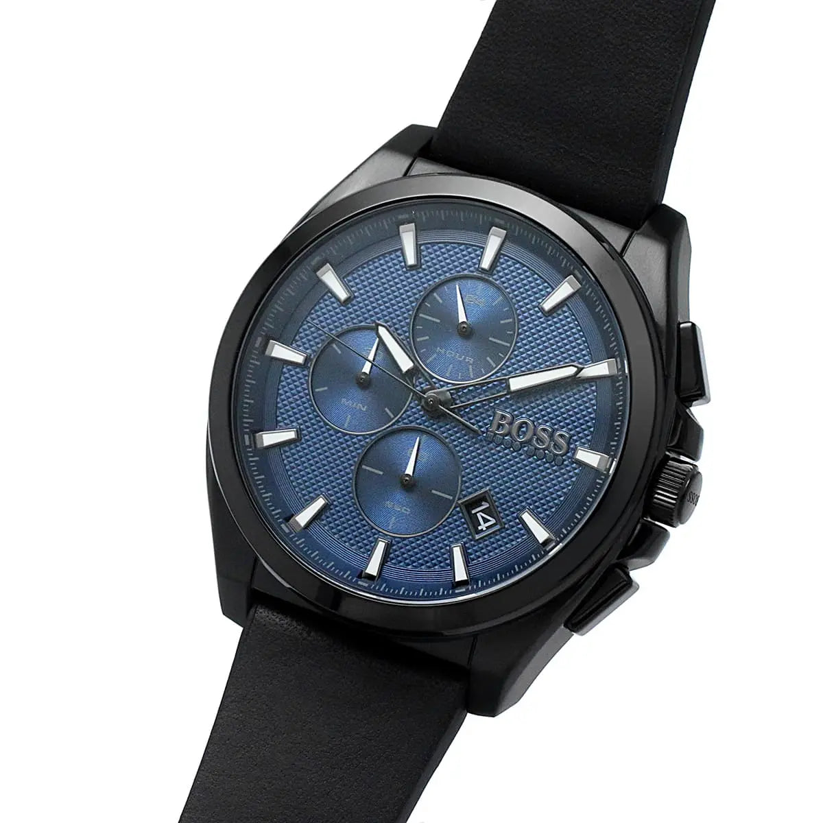 Hugo Boss Grandmaster Blue Dial Black Leather Strap Watch for Men - 1513883