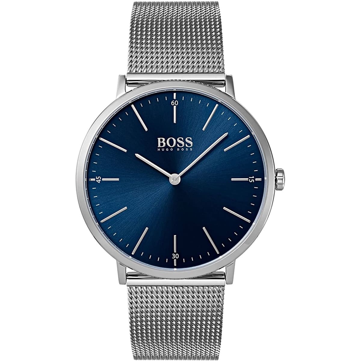 Hugo Boss Horizon men's watch with blue dial and silver mesh strap