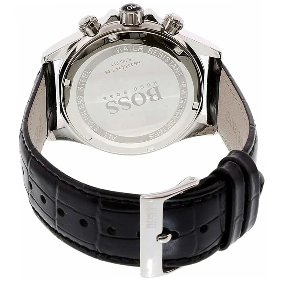 Hugo Boss Ikon Blue Dial Black Leather Strap Watch for Men - 1513176
