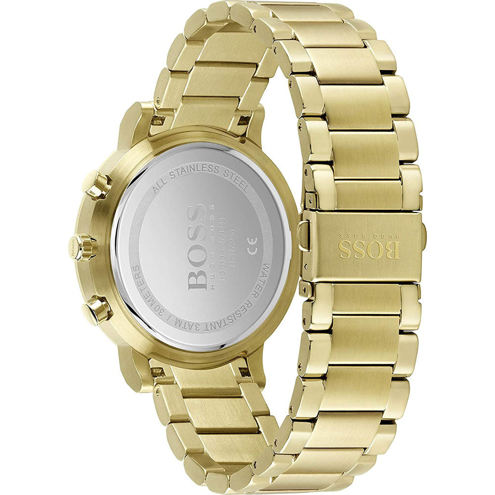 Hugo Boss Integrity watch caseback showing stainless steel and water resistance markings