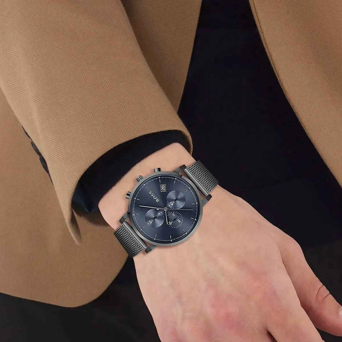 Hugo Boss Integrity Chronograph Grey PVD Mesh Bracelet Watch - 1513934