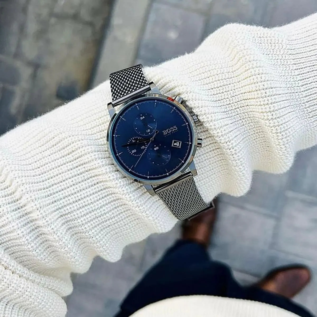 Hugo Boss Integrity Chronograph Grey PVD Mesh Bracelet Watch - 1513934