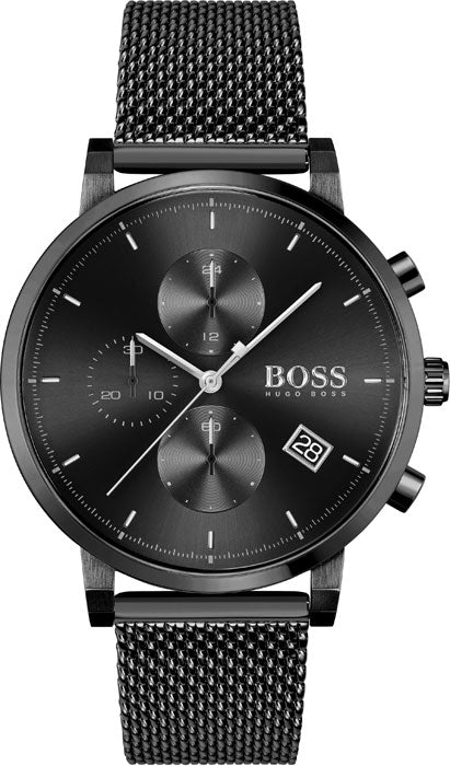 Hugo Boss Integrity black ionic chronograph watch with mesh strap and black dial