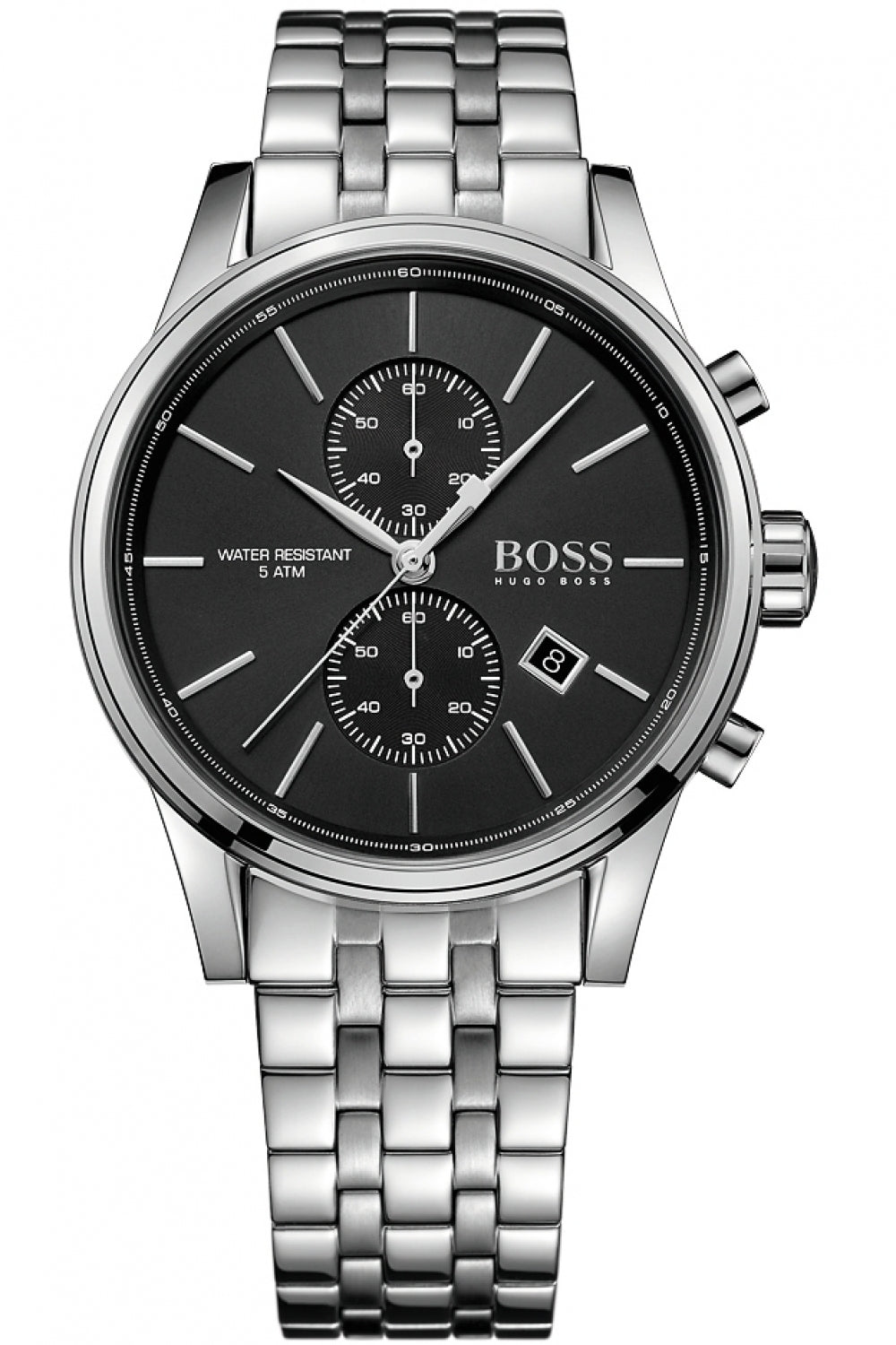 Hugo Boss Jet chronograph men's watch with black dial and silver steel bracelet