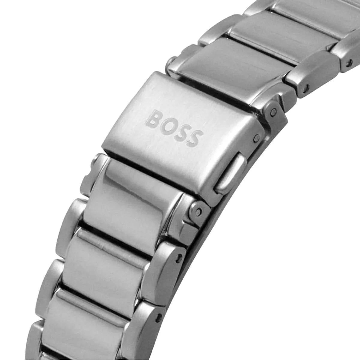 Hugo Boss One stainless steel link bracelet with fold-over clasp and engraved logo