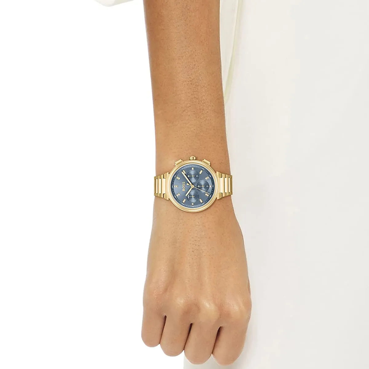 Hugo Boss One chronograph women's watch worn on wrist