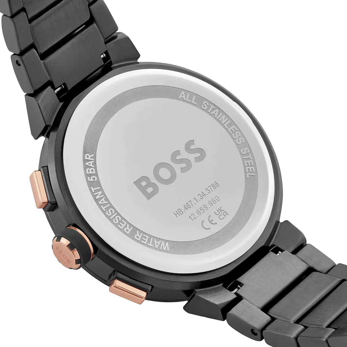 Hugo Boss ONE Chronograph Red Dial Grey Steel Strap Watch For Men - 1514000