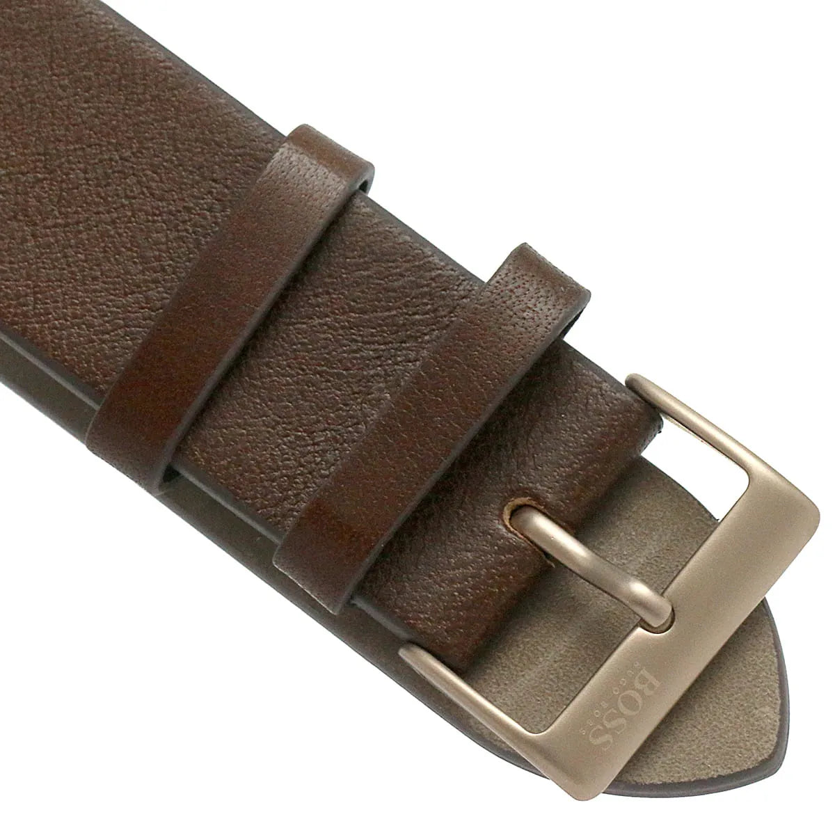 Hugo Boss Santiago brown leather strap with rose gold buckle and adjustment holes