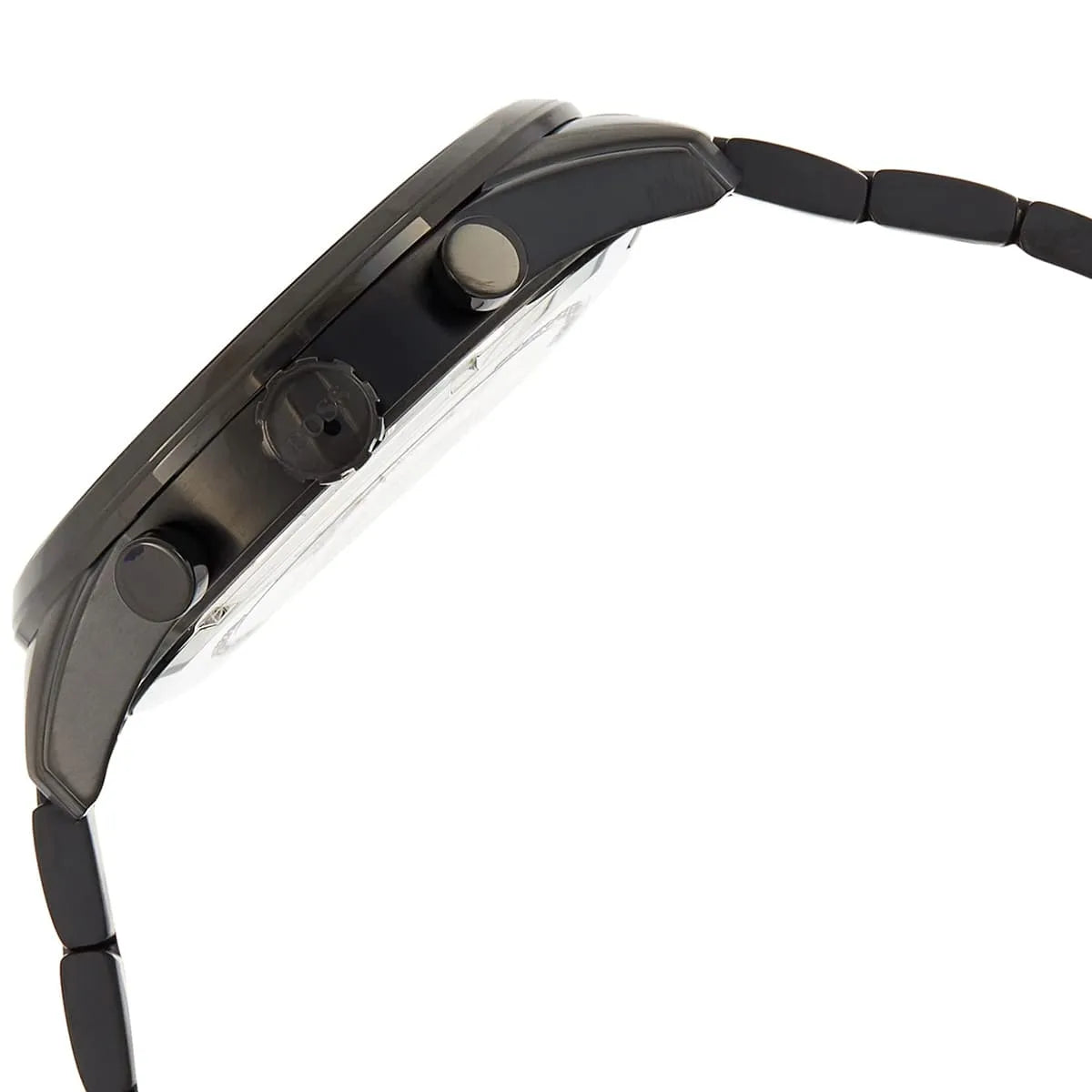 Hugo Boss Skymaster watch side profile showing case thickness and pushers