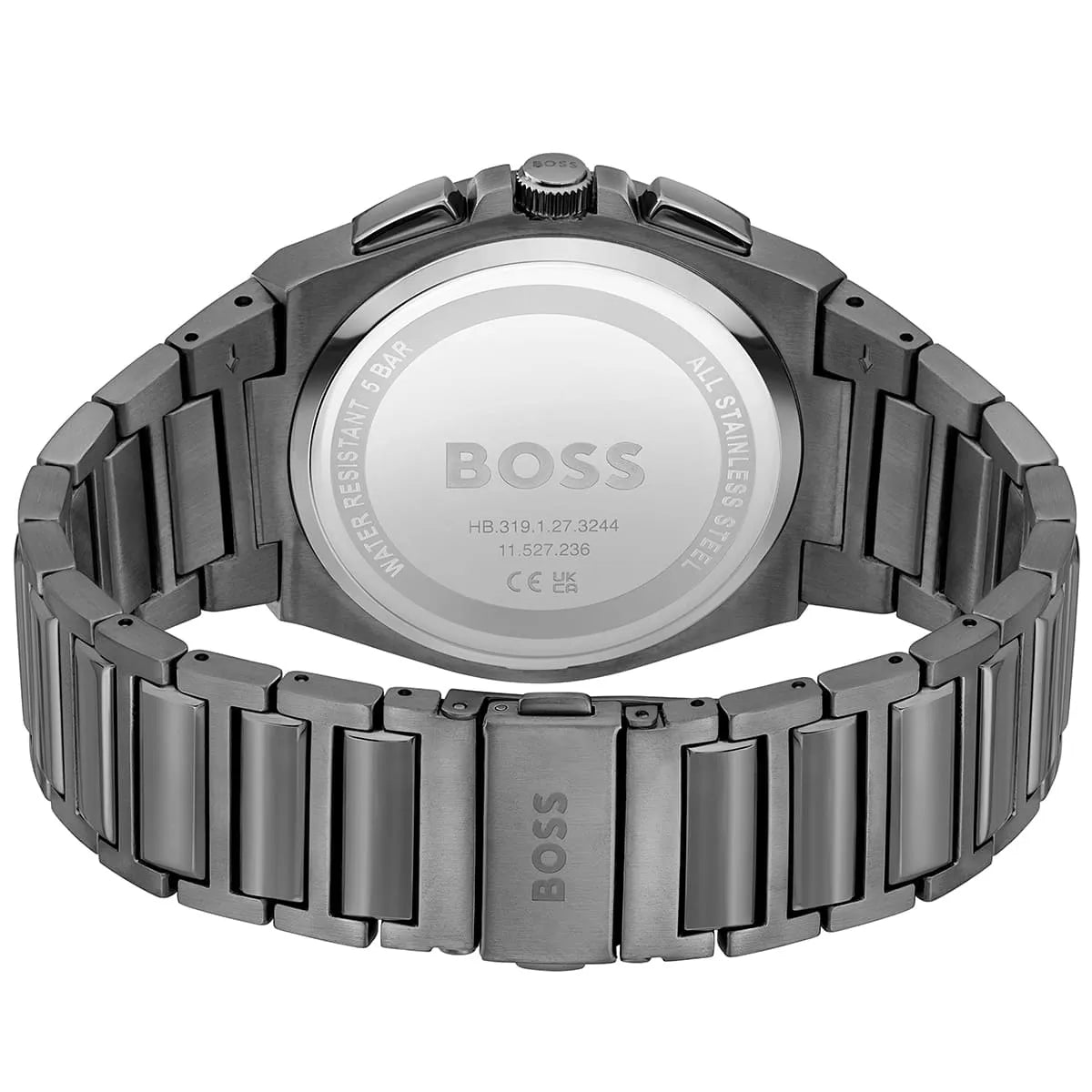 Hugo Boss Steer Chronograph Grey Dial Grey Steel Strap Watch For Men - 1514045