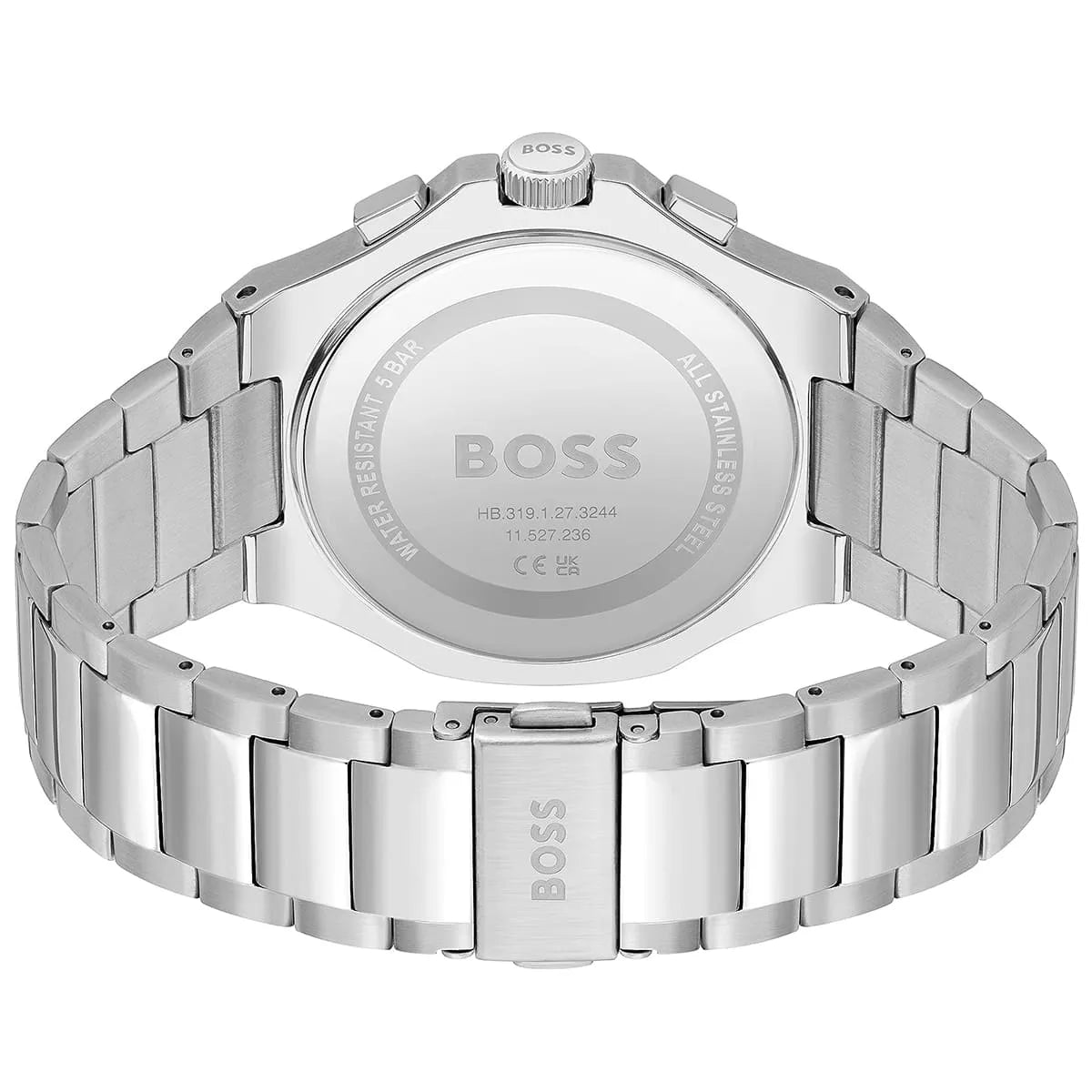 Hugo Boss Taper Chronograph White Dial Silver Steel Strap Watch for Men - 1514087