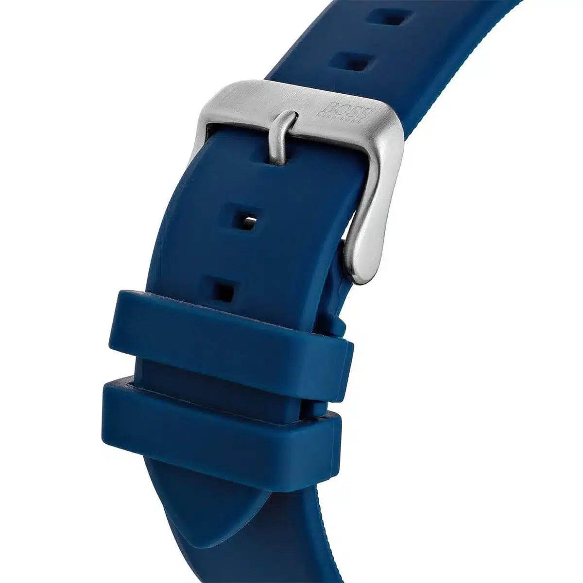 Hugo Boss Velocity blue rubber strap with push-button closure and buckle