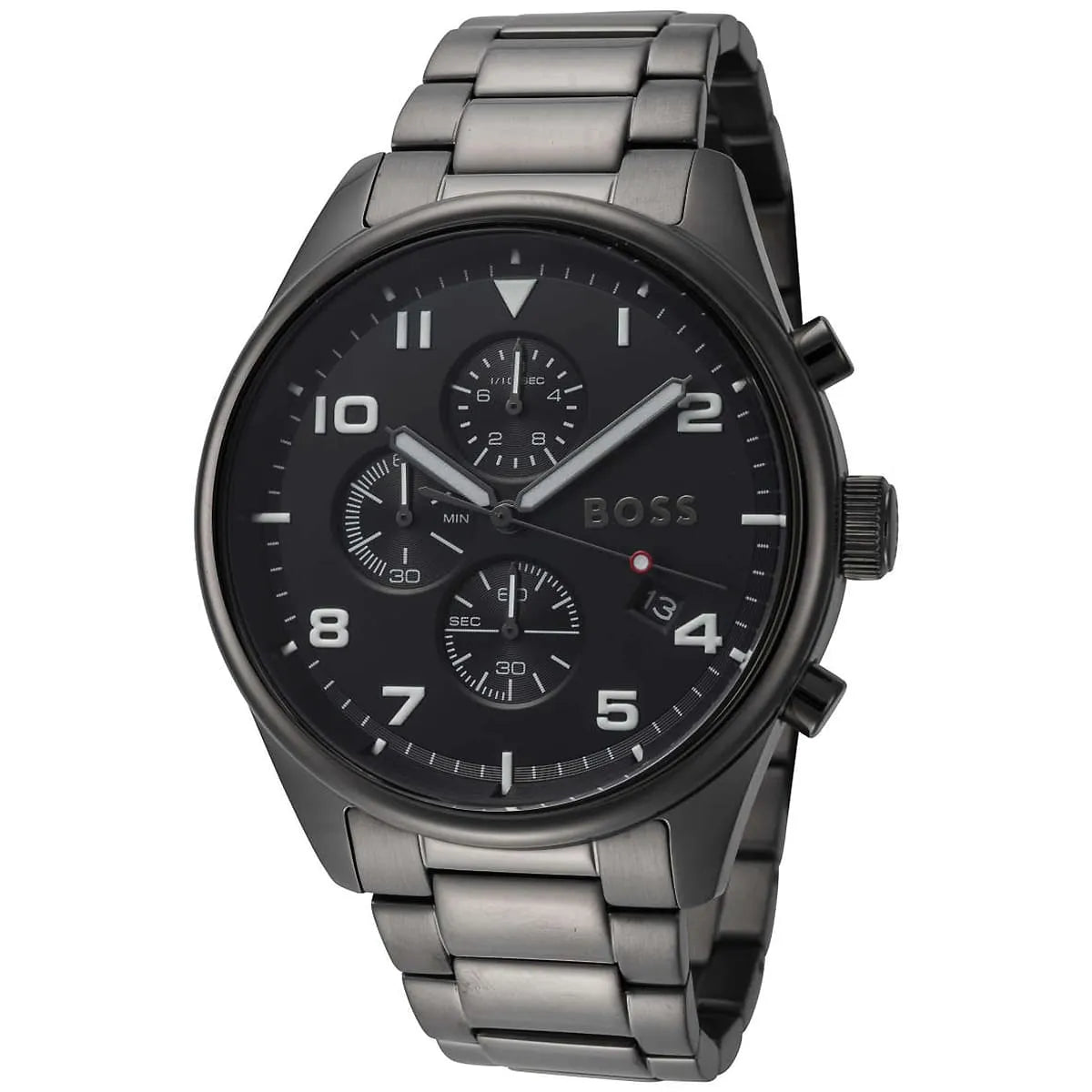 Hugo Boss View Chronograph grey dial three subdials angled view