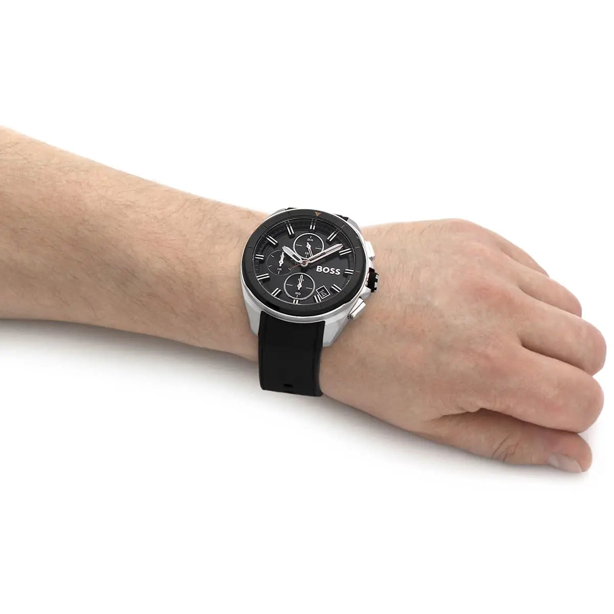 Hugo Boss Volane Chronograph Black Dial Black Silicone Strap Men's Watch 1513953