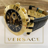 Versace V-Race Black Leather Strap Men's Watch VEBV00119 - Watches of New Zealand #3