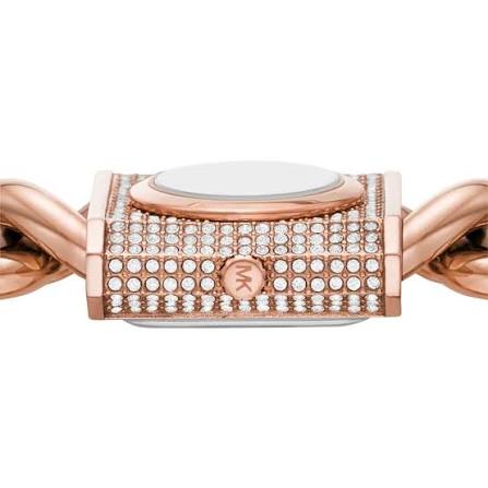 Michael Kors MK Chain Lock Quartz Crystal Rose Gold Dial Ladies Watch MK4827