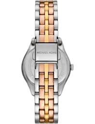 Michael Kors Harlowe Mini Harlowe Pave Tri-Tone Quartz Silver Dial Watch MK4846