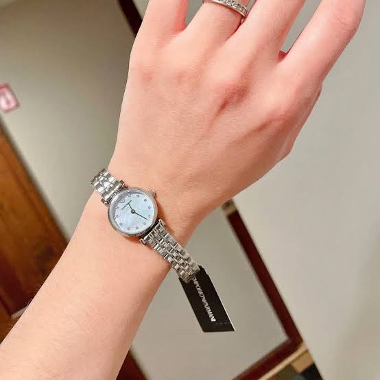 Emporio Armani Gianni MOP Dial Silver Steel Strap Watch For Women AR1961