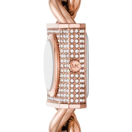 Michael Kors MK Chain Lock Quartz Crystal Rose Gold Dial Ladies Watch MK4827