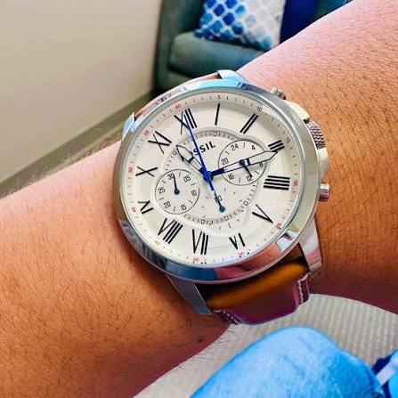 Fossil Grant Chronograph White Dial Tan Leather Watch - FS5060