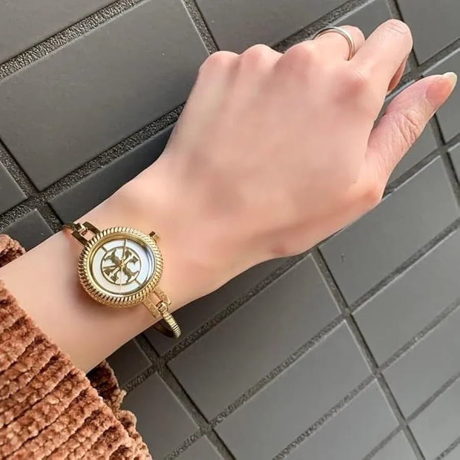 Tory Burch Reva Gold Stainless Steel Bangle Strap Women Watches TBW4029