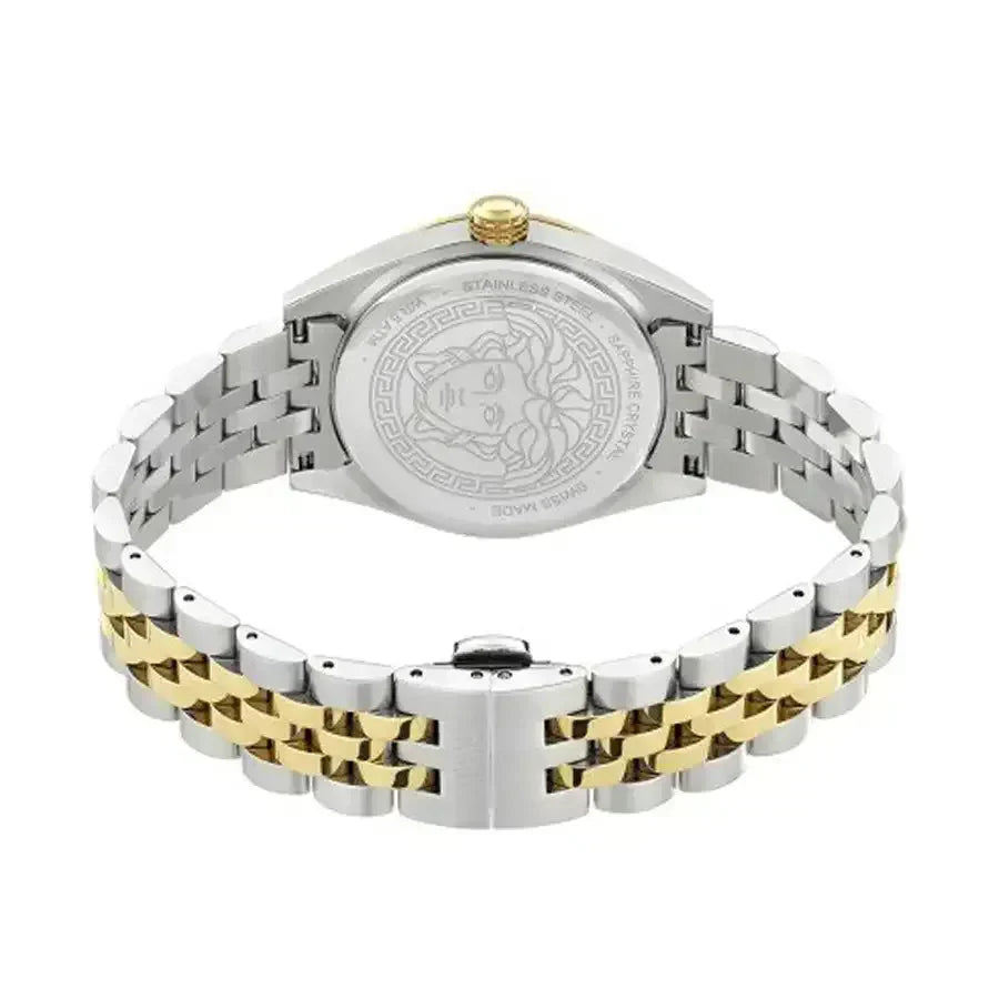 Versace V-Code Analog Green Dial Two Tone Steel Strap Watch for Women - VE8I00424