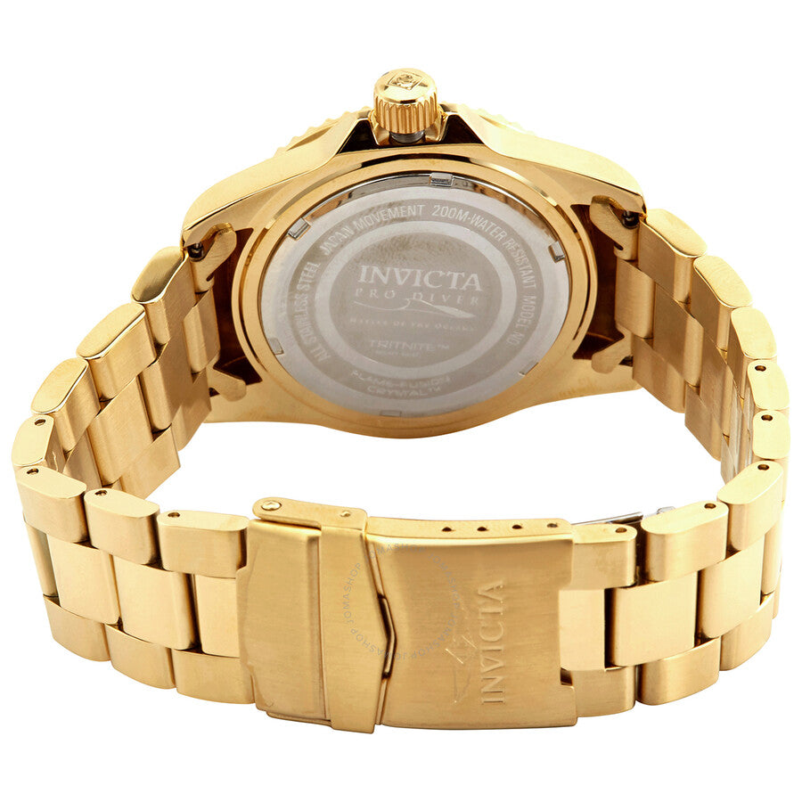 Invicta Pro Diver caseback with Japan movement marking and Tritnite night glow