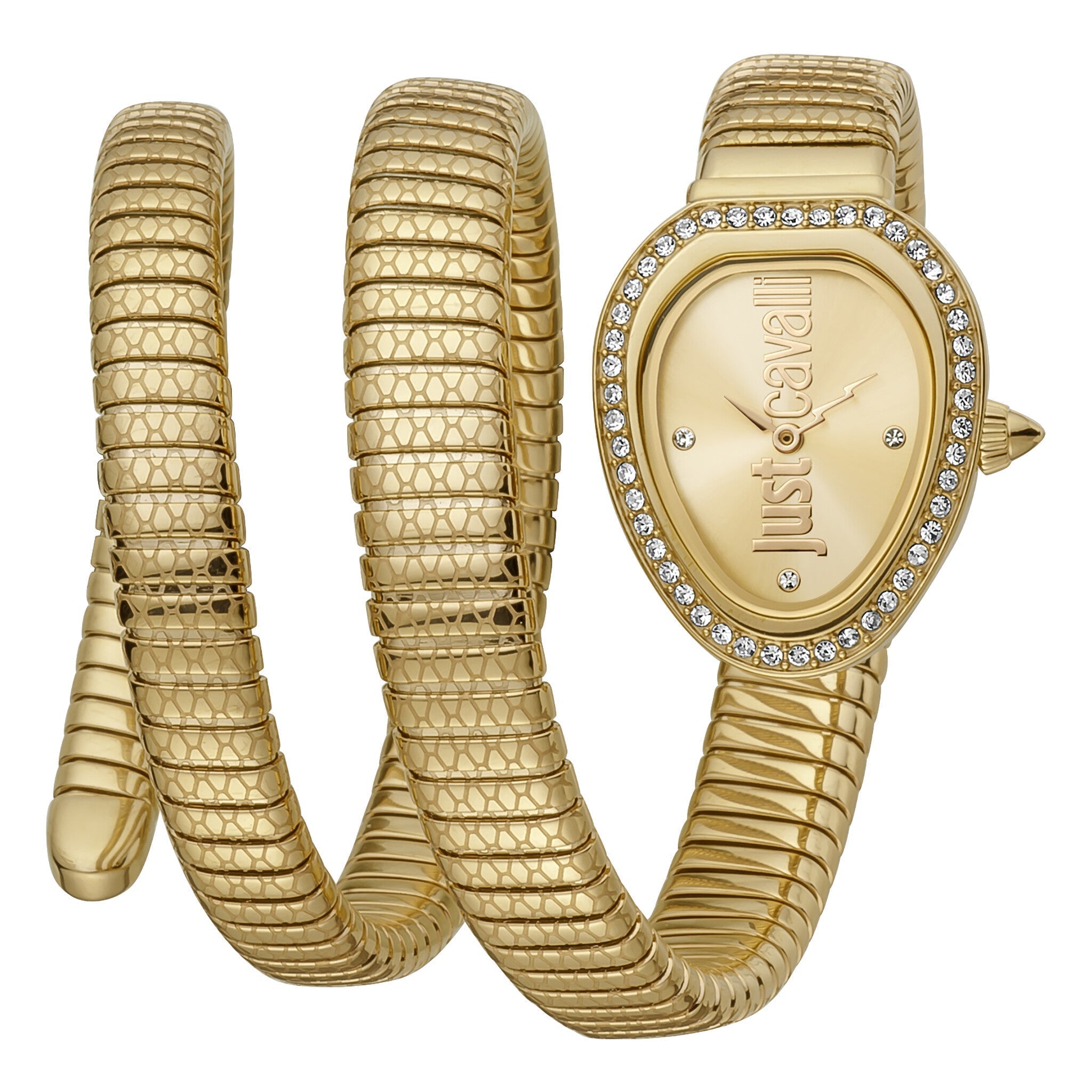 Just Cavalli Snake gold women's watch with oval face and crystal bezel