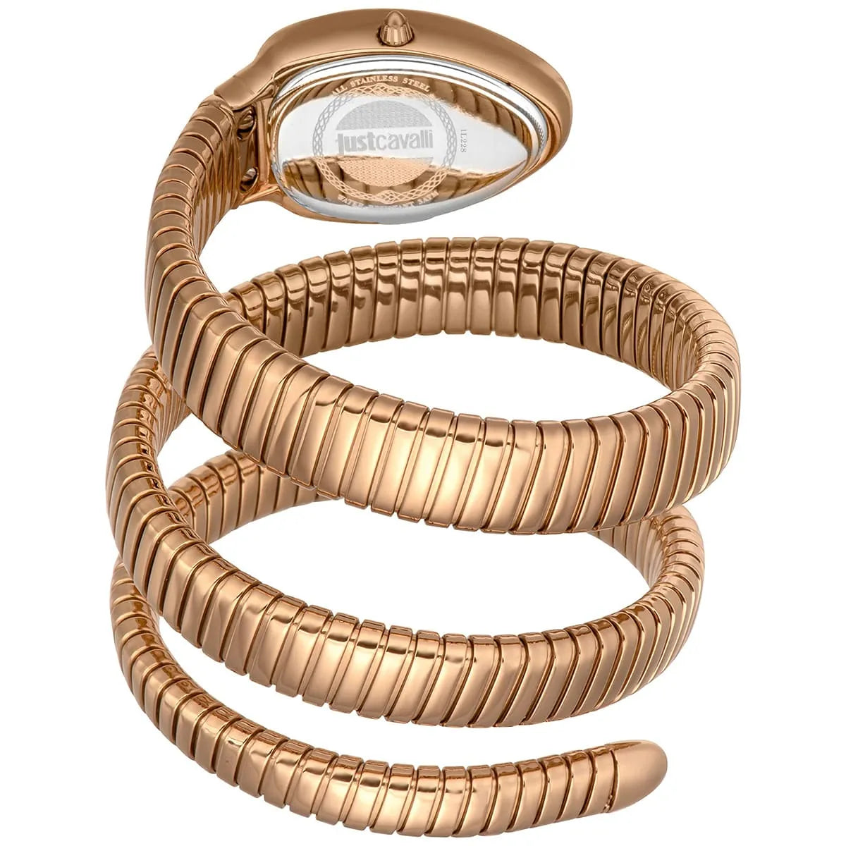 Just Cavalli watch rose gold triple-wrap snake bracelet strap detail