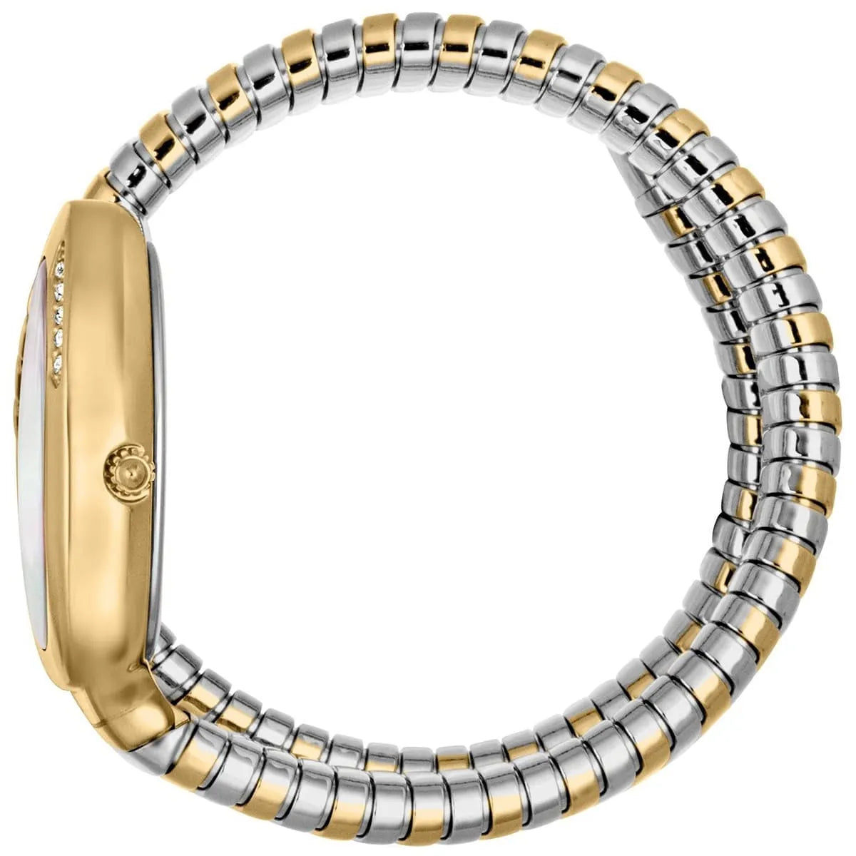 Just Cavalli Glam Evo 4 Family ladies watch on wrist showing two-tone gold and silver snake bracelet wrap