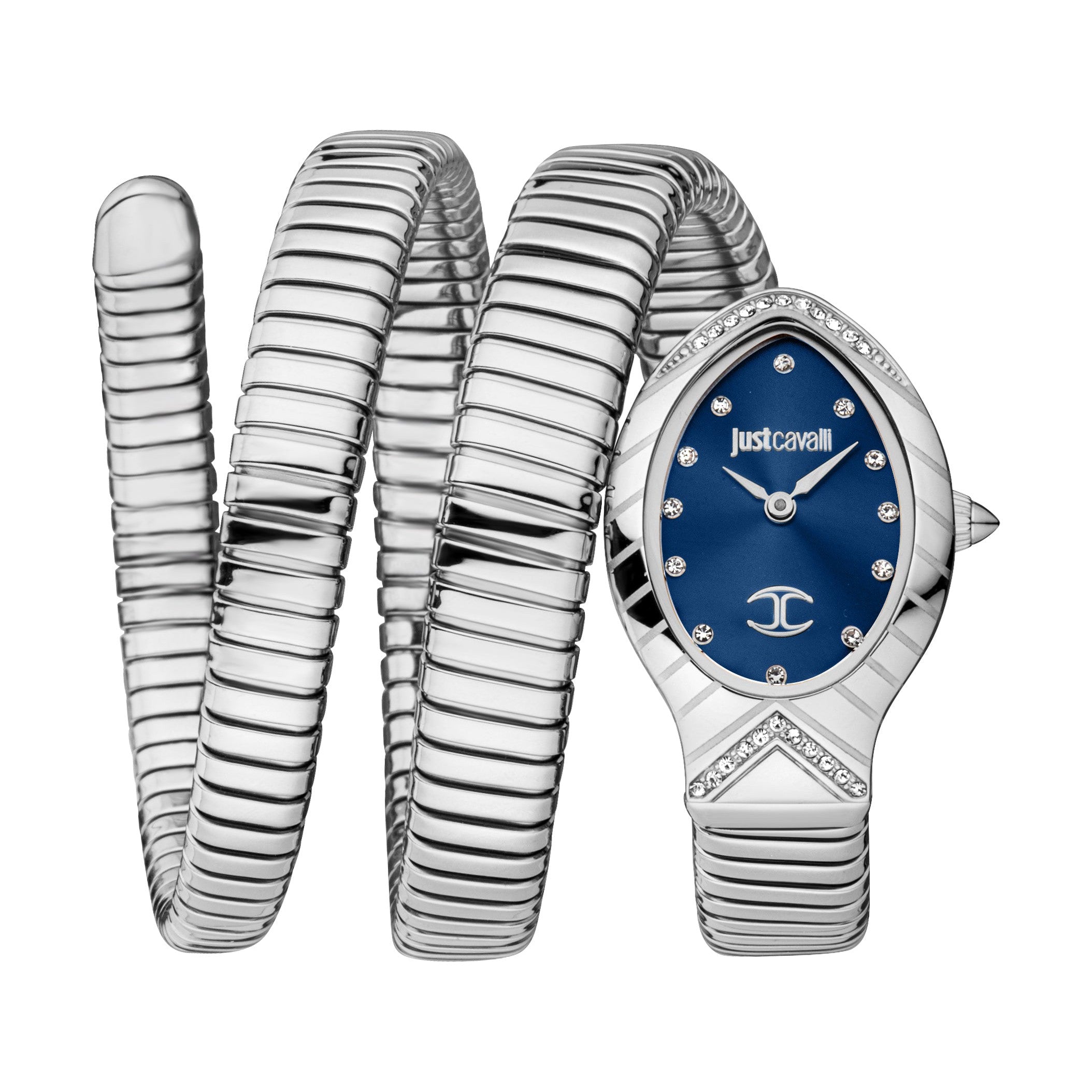 Just Cavalli Classico Lungo Blue Dial Silver Steel Strap Women Watch - JC1L248M0015