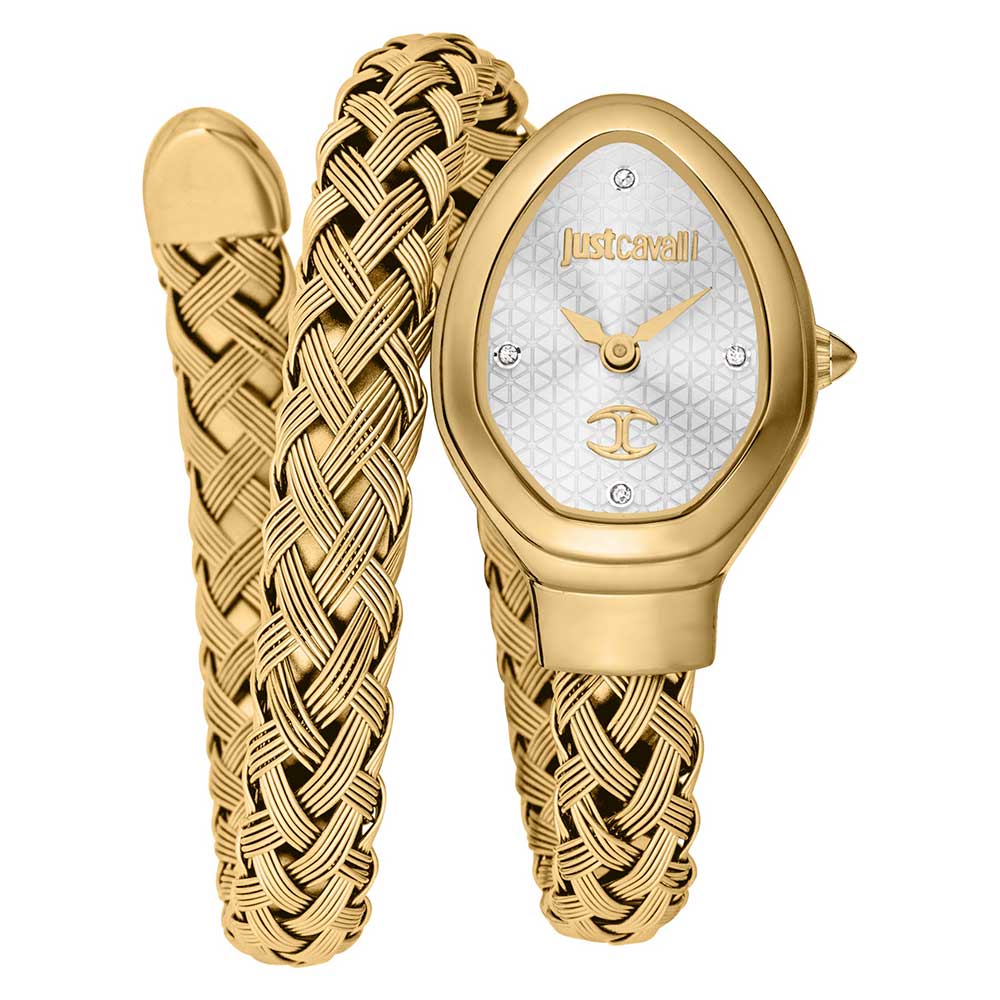Just Cavalli Novara Silver Dial Gold Steel Strap Women Watch - JC1L264M0025