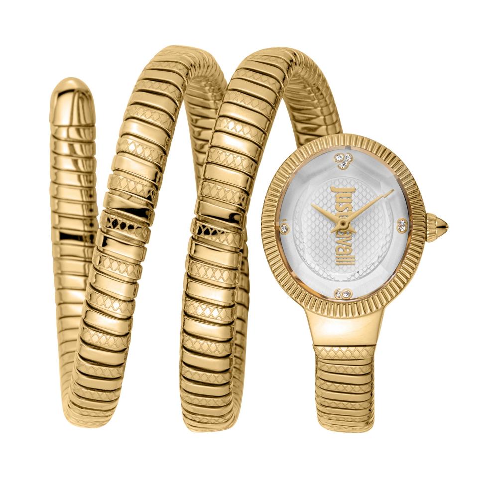 Just Cavalli After Party Snake Quartz Silver Dial Gold Women's Watch - JC1L269M0025