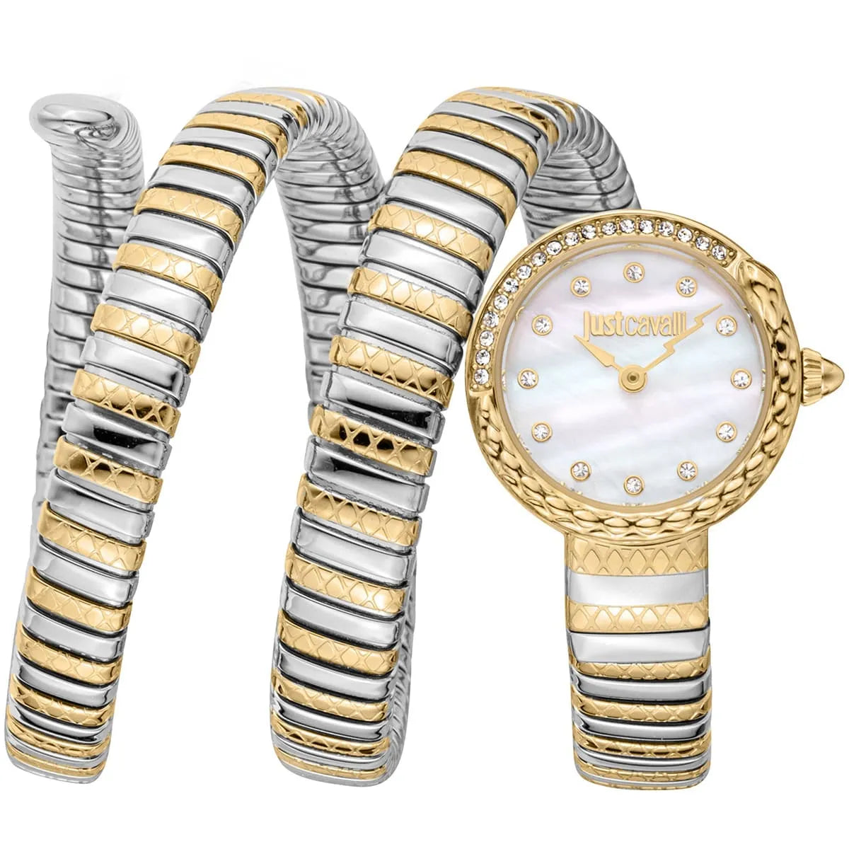 Just Cavalli Signature Snake Enchanting Two Tones YG MOP Women's Watch - JC1L302M0055