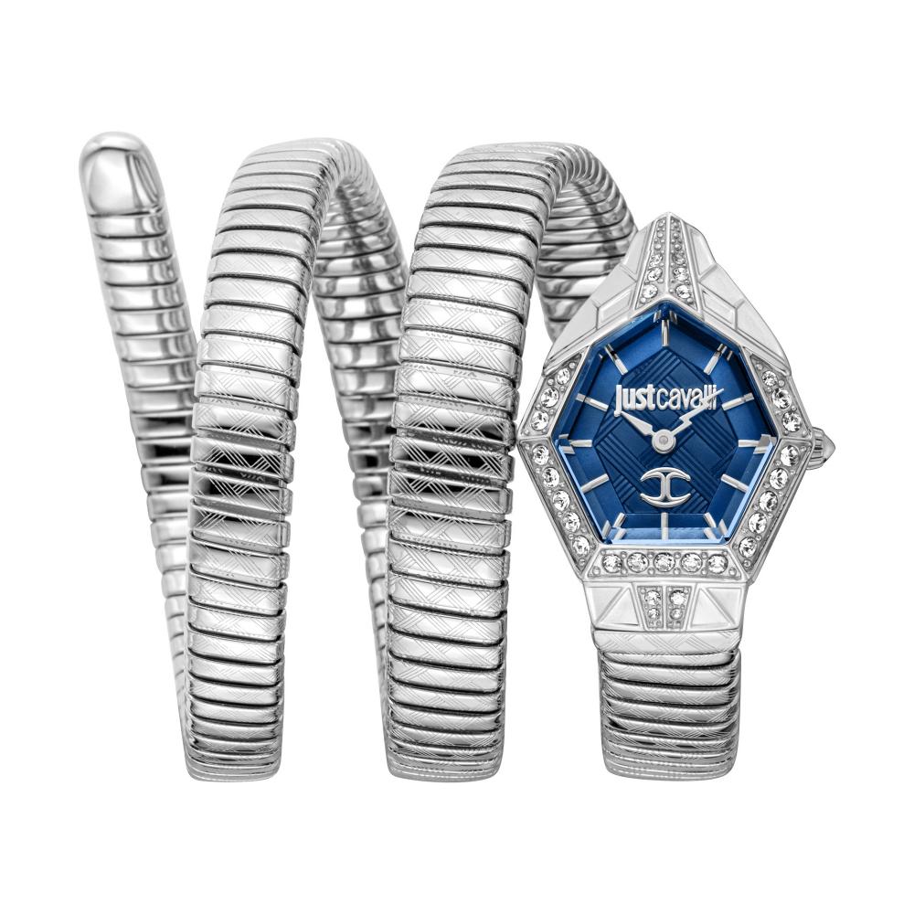 Just Cavalli Signature Snake Mesmerizing Silver Blue Watch - JC1L304M0015