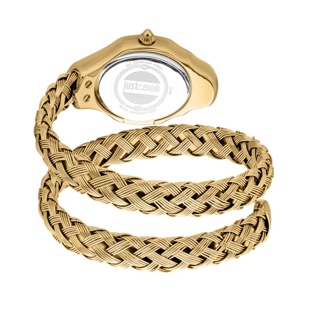 Just Cavalli Signature Snake Twined Yellow Gold Green Women's Watch - JC1L305M0035