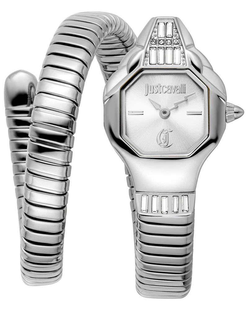 Just Cavalli Signature Snake women's watch with octagonal dial and coiled snake bracelet strap