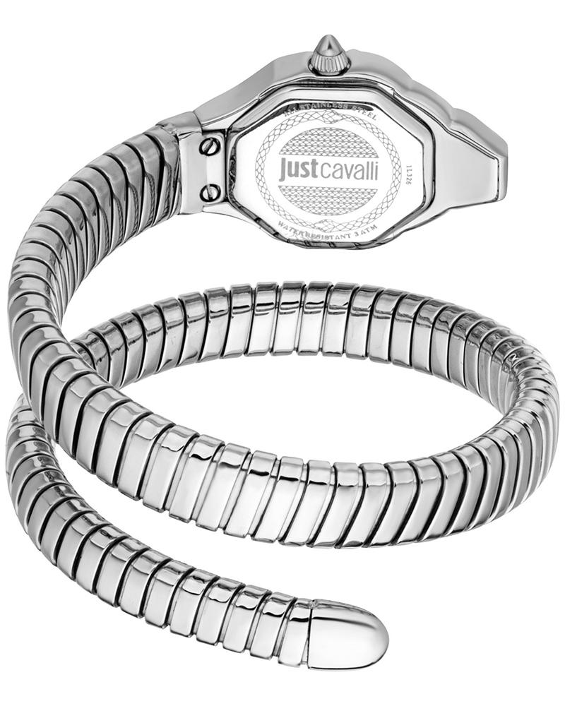 Just Cavalli Signature Snake watch showing flexible coiled snake strap and caseback detail